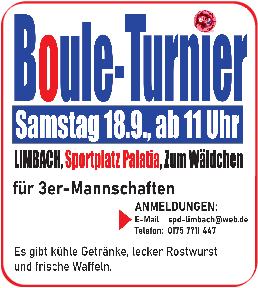 Plakat für das Boule-Turnier