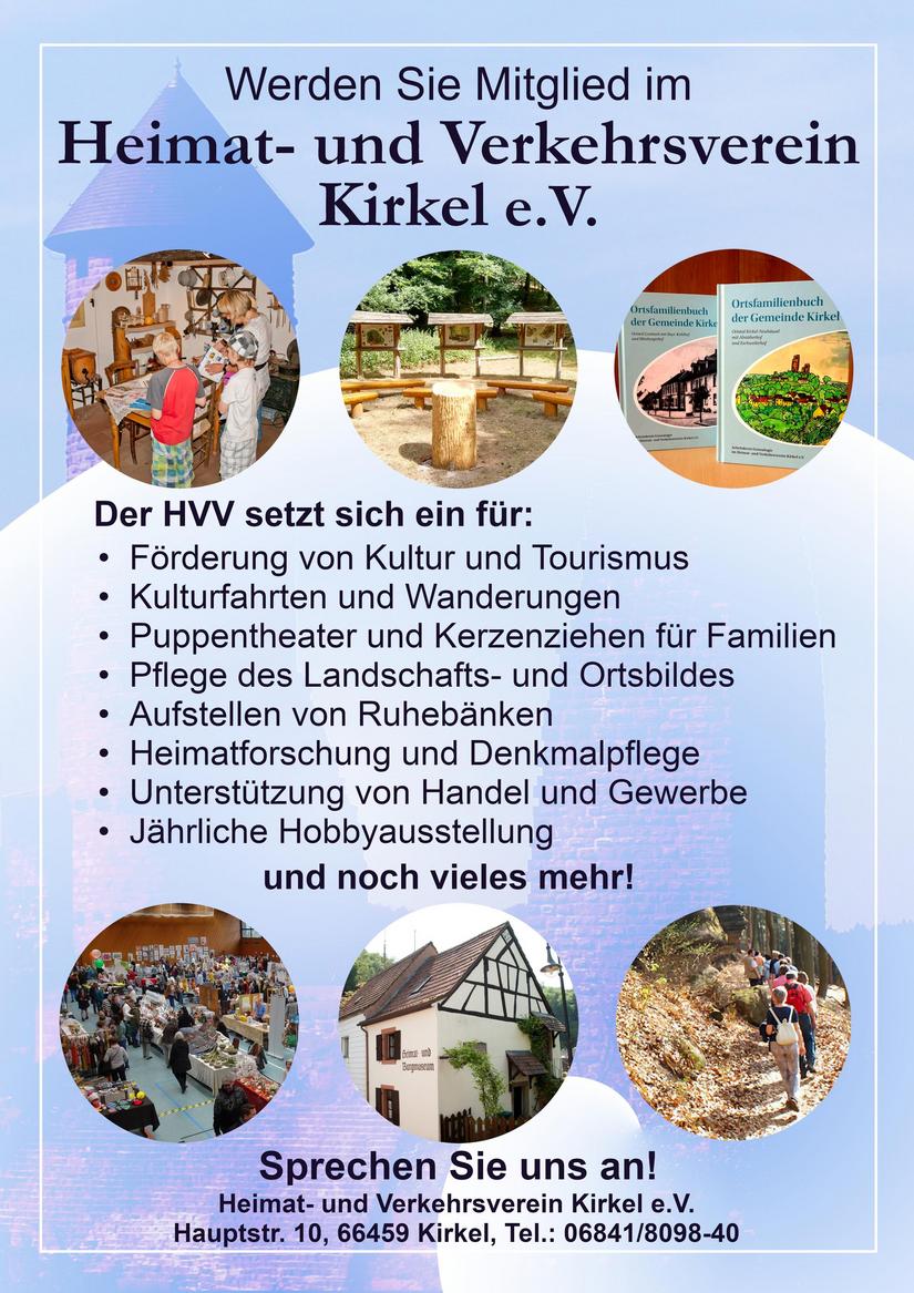 Plakat vom Heimat- und Verkehrsverein Kirkel e.V. zur Mitgliederwerbung