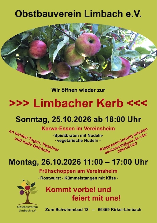Plakat zu den Veranstaltungen des OBV anlässlich der Limbacher Kerb Plakat zu den Veranstaltungen des OBV anlässlich der Limbacher Kerb