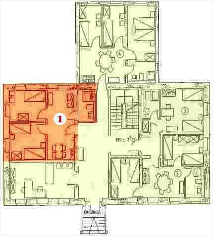 Grundrissabbildung Appartement 1, Erdgeschoss